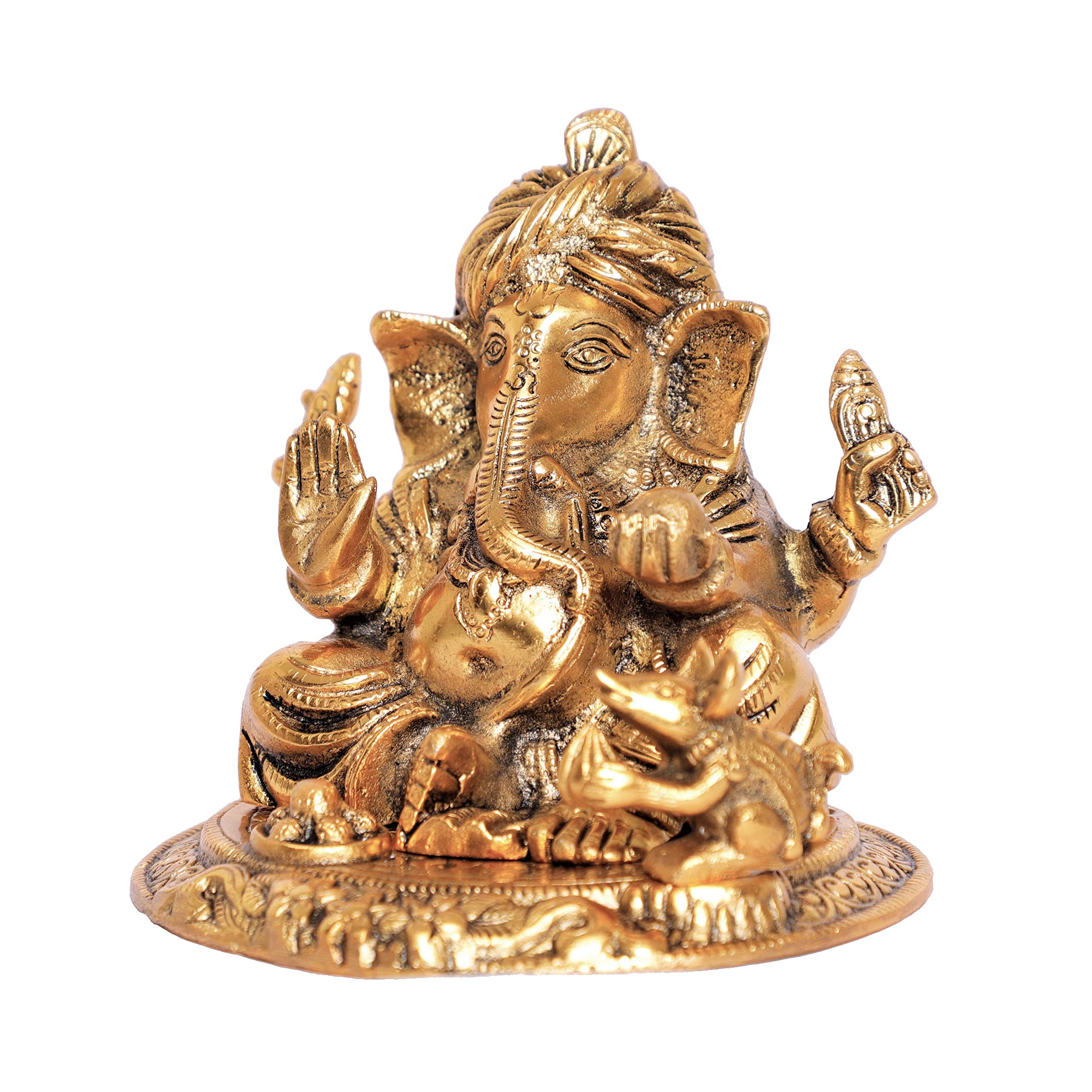 Kridaykraft Metal Ganesha Statue,Ganesh Idol Sculpture Good Luck & Success For Home Pooja,Lord Ganesha Murti For Gift...